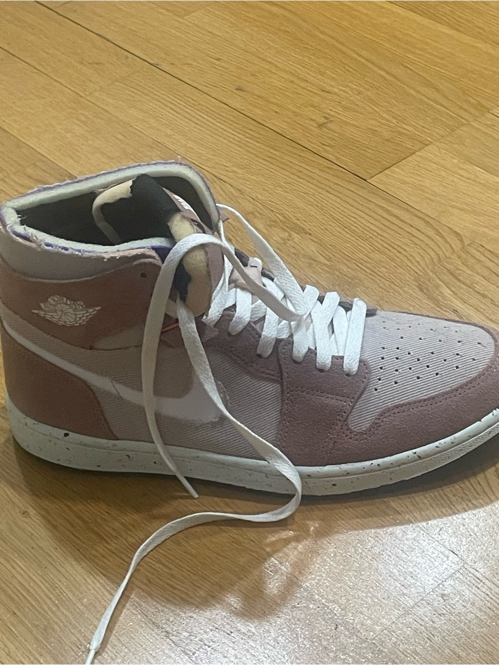 Air Jordan High-Top Sneakers in Dusty Rose and White